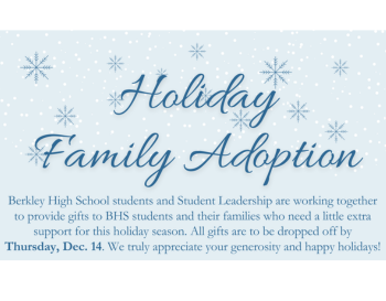 Help Support BHS Holiday Family Adoption with Gift & Monetary Donations